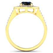 14KT Yellow Gold 1.3ctw Blue Sapphire and Diamond Ring