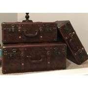 Set of 3 Vintage Faux Leather Nesting Trunks