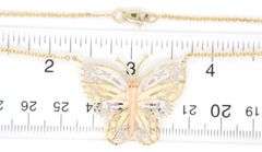 Delicate 14kt Tri-Color Gold Butterfly Pendant – A Symbol of Grace on a Yellow Gold Chain