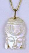 Vintage Mother of Pearl Goddess Pendant & Sterling Chain