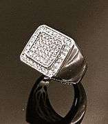 Men's 14 K White Gold Plate 8.25 Cttw. Lab Simulated Diamond Ring.