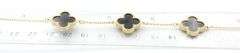 Charming 3 Motif Black Onyx 14K Yellow Gold Bracelet