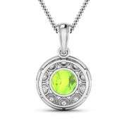 14KT White Gold 1.85ctw Peridot and Diamond Pendant