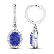 14KT White Gold 2.18ctw Tanzanite and Diamond Earrings