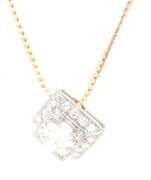 14kt Yellow gold 0.95ct European cut diamond necklace