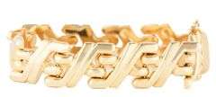 Polished Fancy Wide Link Bracelet in 14K