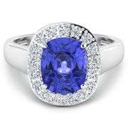 14KT White Gold 2.9ct Tanzanite and Diamond Ring