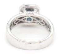 14kt White gold Modern bride 1-3/8ctw Emerald cut, baguette and round cluster engagement ring