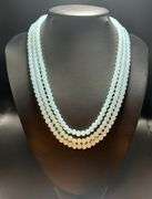Stunning 406.5 Cttw 3 Strand Natural Chalcedony Necklace