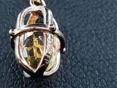 14 Kt Rose Gold Plated Natural Citrine Pendant