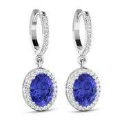 14KT White Gold 2.18ctw Tanzanite and Diamond Earrings