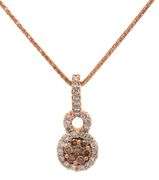 0.55ctw Chocolate and White Diamond Cluster Halo Pendant Necklace in 14K