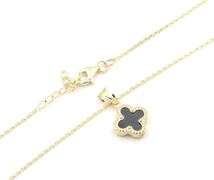 Lovely 14K Yellow Gold Black Onyx Motif Pendant on Chain