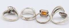 Group Lot of 4 Vintage 925 Sterling Silver Rings