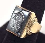 Superb Hematite Cameo Ring in 10K Yellow Gold