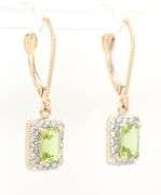 14kt Yellow gold Peridot and diamond dangle earrings