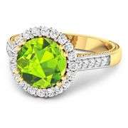14KT Yellow Gold 2.6ctw Peridot and Diamond Ring
