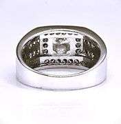 Men's Dynamic 14 Kt White Gold Plate 3.85 Cttw Lab Simulated Diamond Ring.