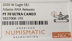 2020 W Silver Eagle PF 70 CAMEO