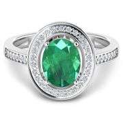 14KT White Gold 1.53ctw Zambian Emerald and Diamond Ring