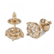 14k (585) Yellow Gold Round Cut Diamond Cluster Stud Earrings