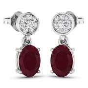 14KT White Gold 1.7ctw Ruby and Diamond Earrings