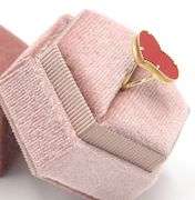 Lovely Heart Shaped 14K Yellow Gold Coral Ring