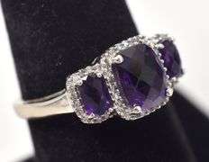 Elegant Amethyst and Diamond Ring in 10K Yellow Gold