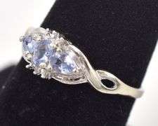 Admirable 10K white Gold Iolite Gemstone and Diamond Ring