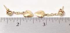 Lovely 14K Yellow Gold Heart Dangle Earrings