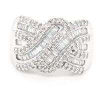14kt White gold 2ctw baguette and round wide diamond band