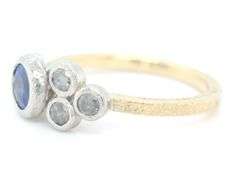 18kt Yellow gold bezel set sapphire and diamond ring