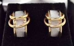 Fantastic Pair of J-Hoop Earrings in 14K Two-Tone Gold