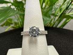 10k White Gold Round White CZ Engagement Band Wedding Ring Size 6.5