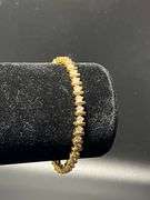 14 Kt Yellow Gold Plated Lab Simulated Diamond Tennis Bracelet