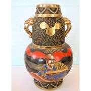 Japanese Satsuma Incense Burner with Gold Gilt Vase