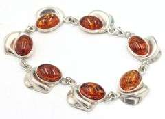 Lot of 2 Vintage 925 sterling silver Amber bracelets