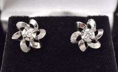 Divine 14K White Gold Diamond Stud Earrings