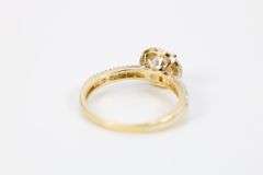 10k Yellow Gold Round Solitaire Halo Wedding Engagement Ring Size 7