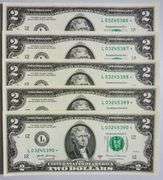 (5) Superb Crisp 2017A $2 Star Replacement Notes San Francisco-Consecutive!