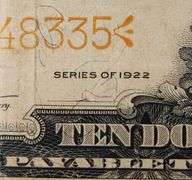 1922 $10 Gold Certificate, PMG 25 VF