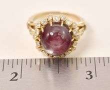 Mesmerizing Genuine Star Ruby and Diamond Ring in 18K Yellow Gold