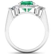 14KT White Gold 2.07ct Zambian Emerald and Diamond Ring