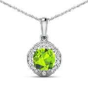 14KT White Gold 2.02ctw Peridot and Diamond Pendant