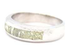 14kt White gold 1.15ctw light fancy yellow princess cut diamond band