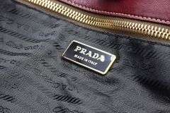 Prada Rosso Vernice Gaufre Leather Tote With Shoulder Strap