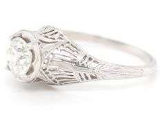 Vintage Platinum Diamond Filigree Ring