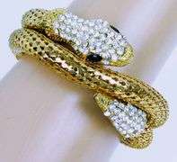 Vintage Coiled Rhinestone Snake Bracelet