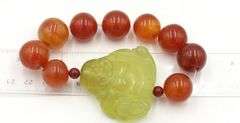 Chunky Amber and Jade Buddha bracelet