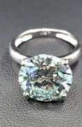 Huge Rare 12.5 Ct VVs1 Cool Ice Blue Lab Simulated Diamond 14 Kt White Gold Plated Ring
